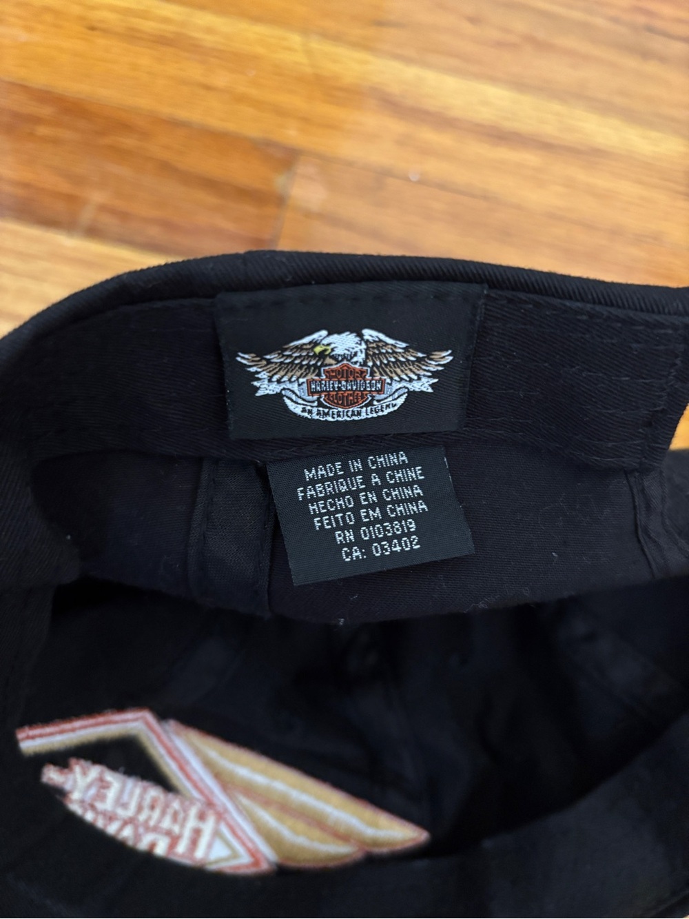 Harley-Davidson Black Baseball Cap with Orange Logo and Tan Accents - Picture 5 of 5